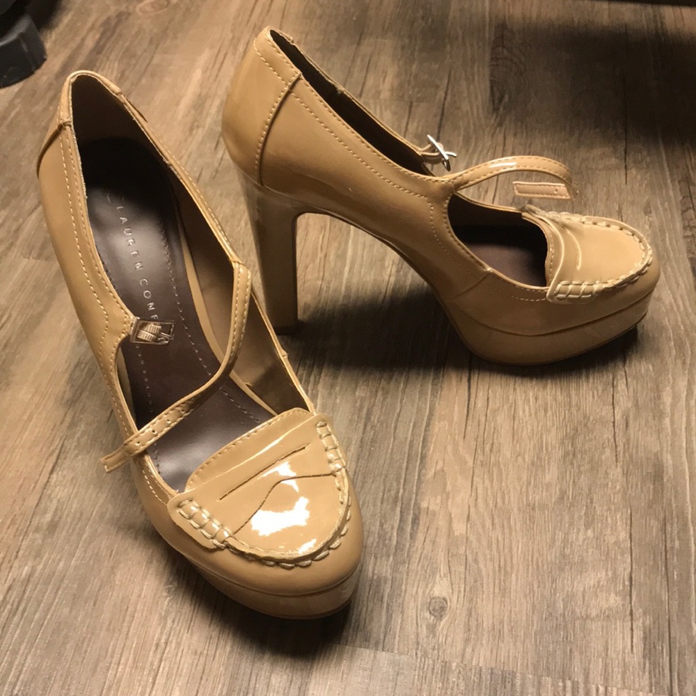 Lauren Conrad platform Mary Janes beige size 7.5 - Picture 2 of 7